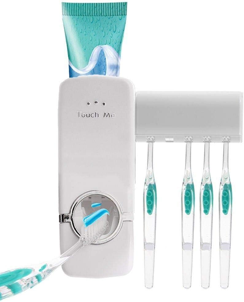 ZTO Touch me Hands Free Toothpaste Dispenser Automatic Toothpaste Squeezer and Toilet Brush/Toothbrush Holder Set(5 Brush Holder) - Image 2