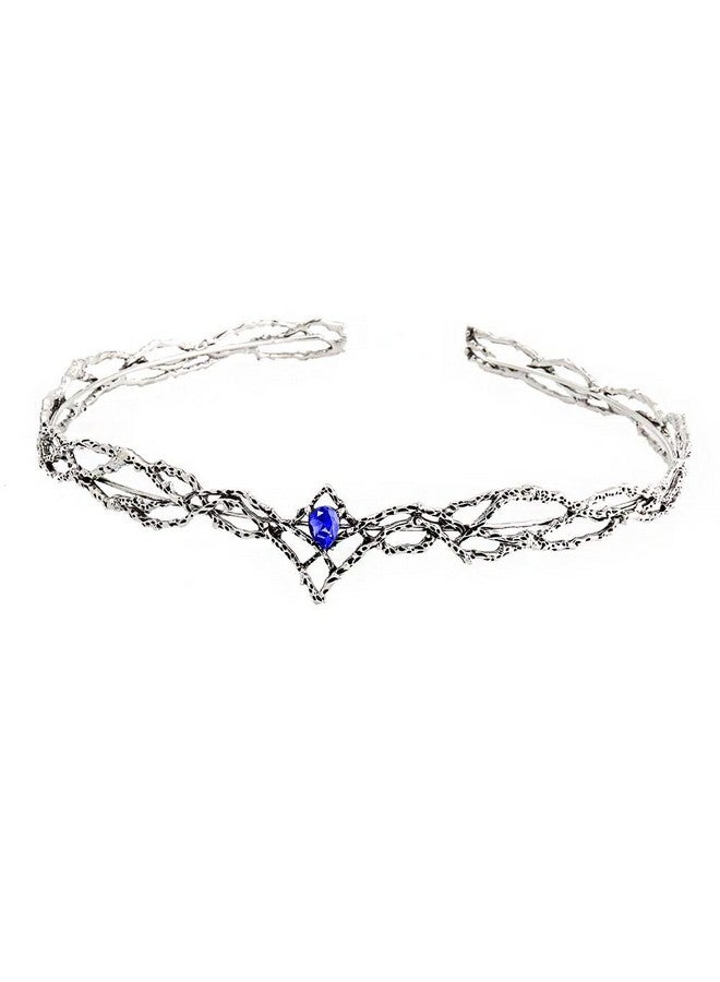 Crown Crystals Tiaras Hair Band Bridal Crowns Princess King Headband For Birthday Party Wedding Prom Pageant Cosplay (Silver Blue)