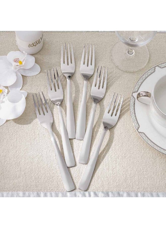 DANUBE HOME Danube Home Dune 6-Pc Dinner Fork Set Elegant Silver Stainless Steel Durable And Stylish Perfect For Formal Dining Everyday Meals And Special Occasions 18.5X2.5 Cm  - Image 1