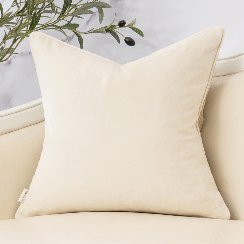 Yangest Beige Twigs Throw Pillow Cover Branches Velvet Cushion Case Neutral Pillowcase for Sofa Couch Bedroom Living Room Home Decor,18x18 Inch - Image 2