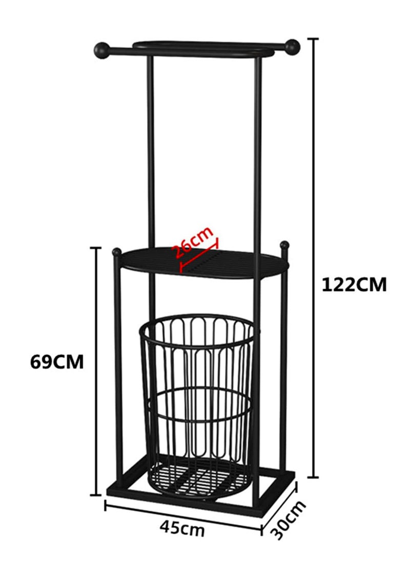 Living - Metal Towel Holder with Storage Shelf And Laundry Basket - Image 1