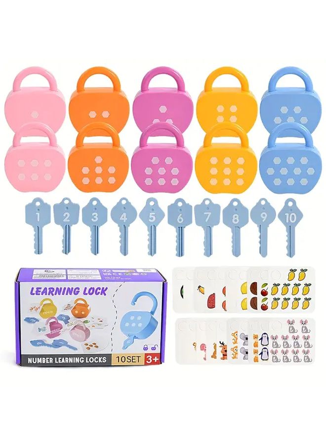 Kids Number Matching Lock Toy Apple Shape Box With 10 Locks Educational Gift - Image 1