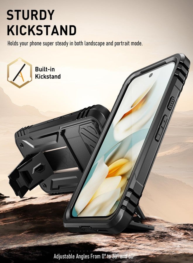 POETIC Revolution Case for Google Pixel 9A 5G, [Slide Camera Cover], Built-in Screen Protector [Works with Fingerprint ID], [2 Front Frames] Full Body Case with Kickstand - Black - Image 3