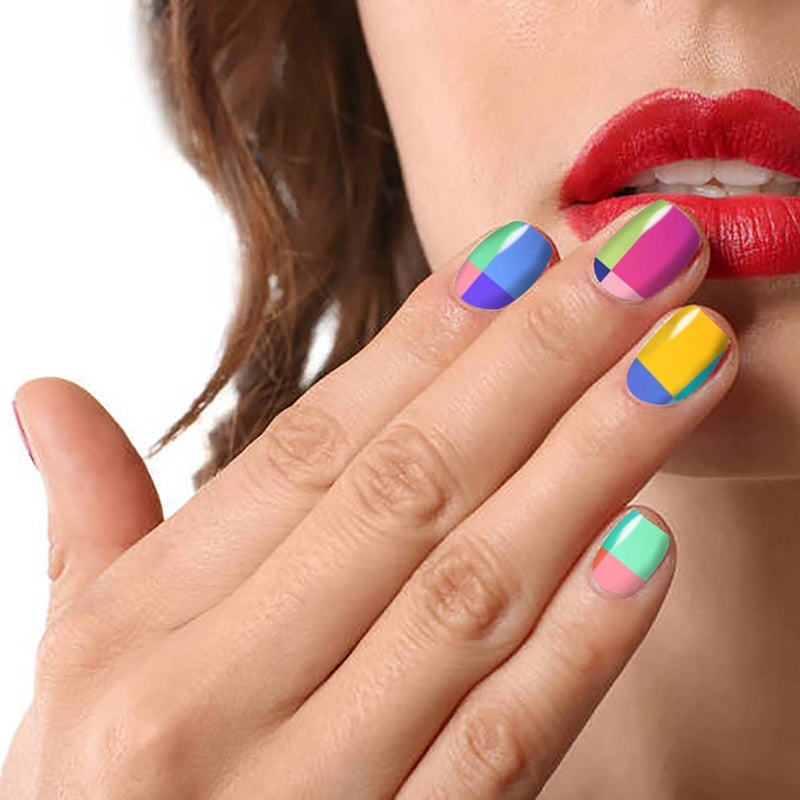 JERCLITY 12 Sheets Aurora Gradient Color Nail Polish Strips Self-Adhesive Graffiti Cloud Rainbow Nail Stickers Full Nail Wraps for Women Kids Manicure Kit - Image 4