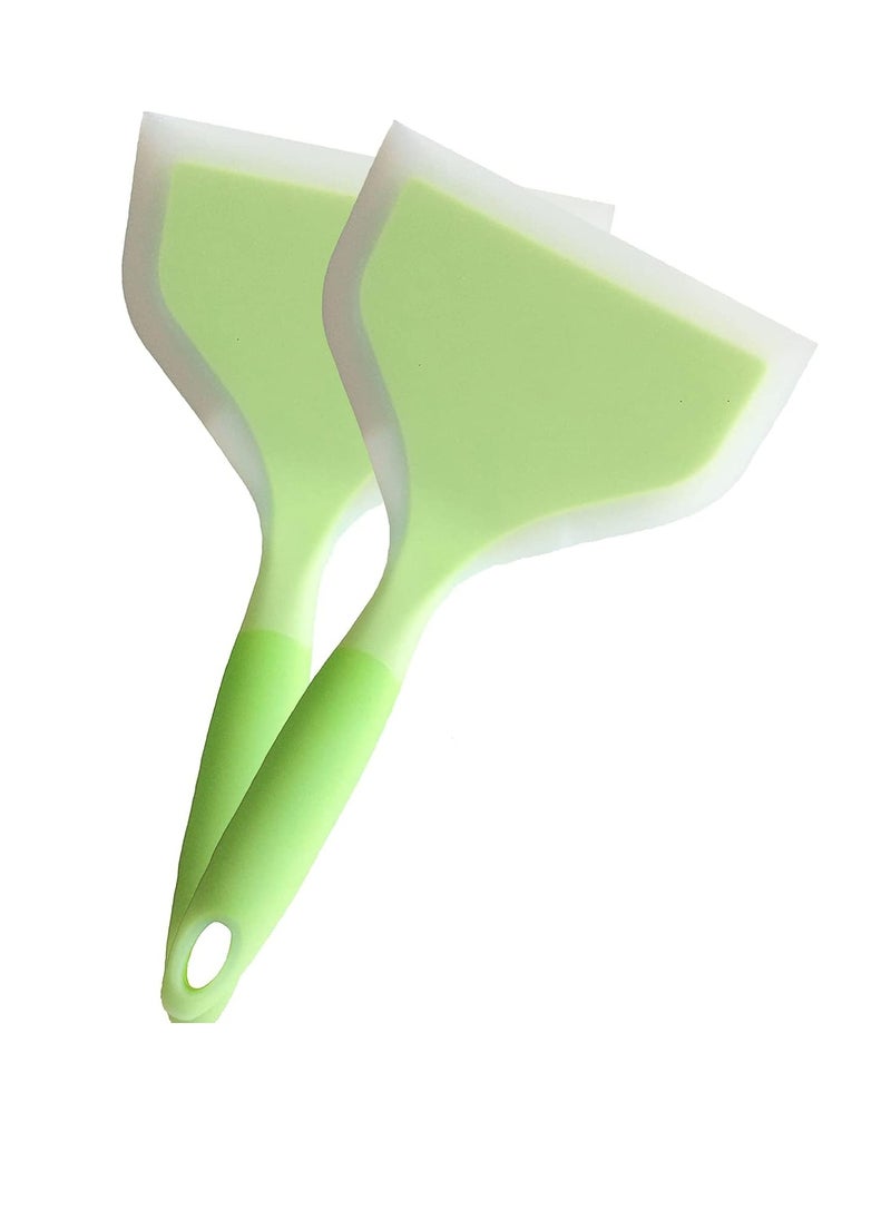 Oasisgalore 2-Pack Silicone Spatulas - Heat Resistant, Nonstick Cookware Safe (Green)  - Image 1