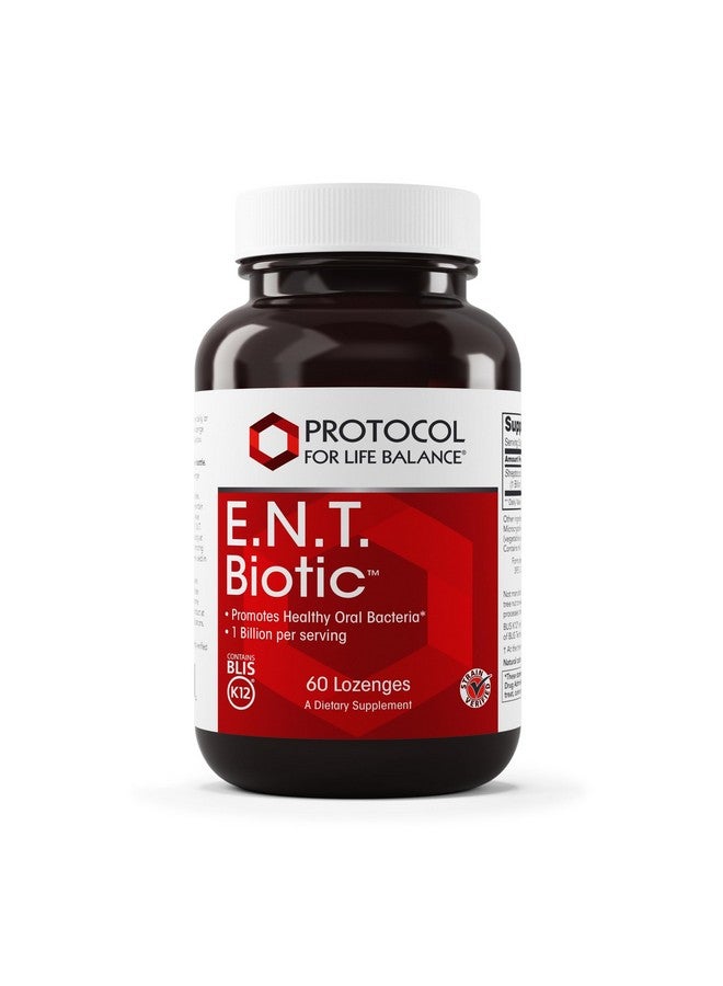 Protocol For Life Balance بروتوكول توازن الحياة E.N.T. بيوتيك - لوزينج بروبيوتيك - صحة الفم والحنجرة - 1 مليار CFU - دعم المناعة - يجب تبريده للبكتيريا الحية - خالي من المكسرات وفول الصويا - 60 لوزينج - Image 1