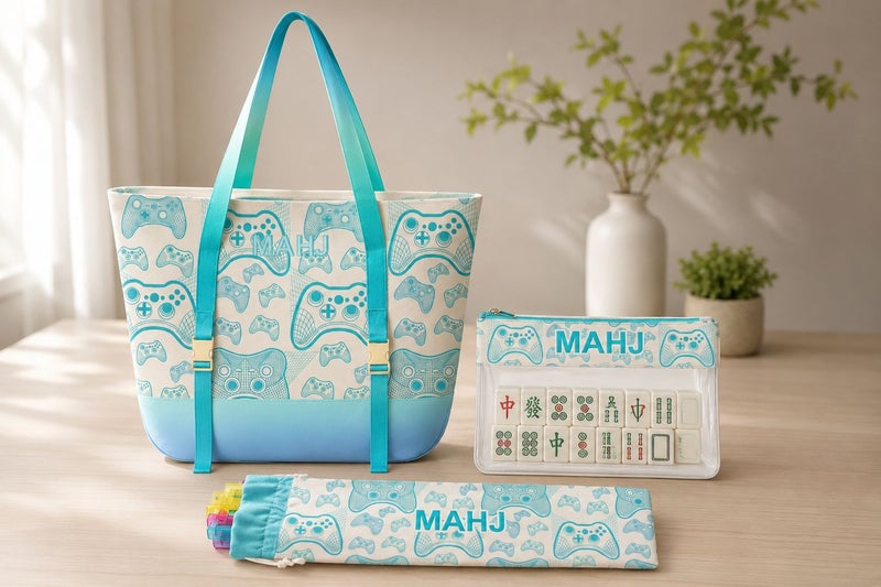 Three-Piece Canvas Cosmetic Bag Set, Cream Style - Image 5