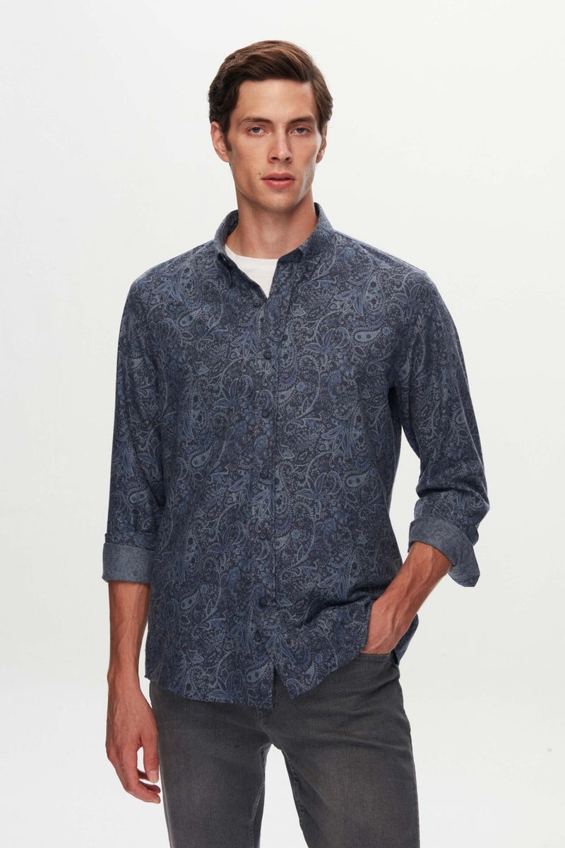 D'S DAMAT D'S Groom Ds Groom Slim Fit Brown Printed Shirt - Image 1