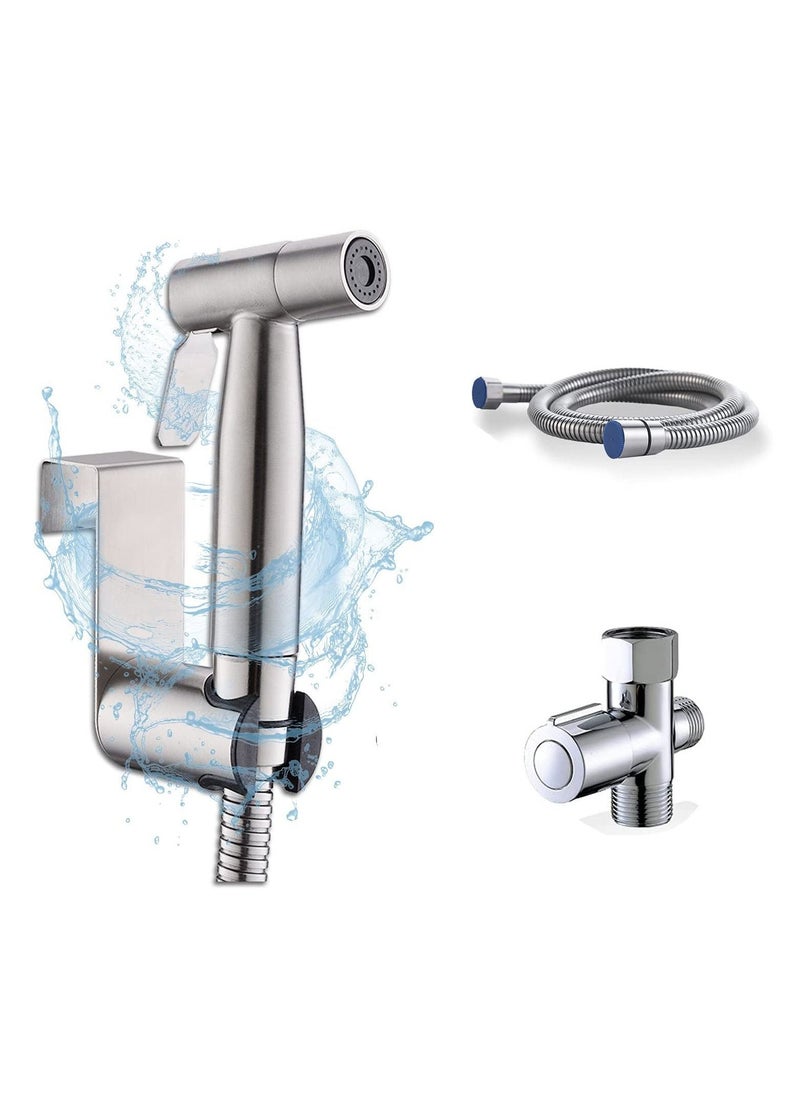 Generic Handheld Bidet Sprayer for Toilet-Adjustable Water Pressure Control with Bidet Hose for Feminine Wash, LUFEIDRA Stainless Steel Brushed Nickel Cloth Diaper Bidet Toilet Sprayer  - Image 1