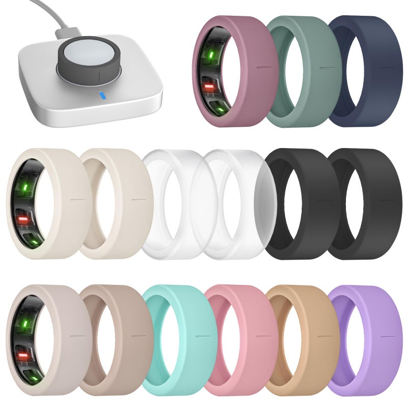 BandRain 15 Pack Ultra-Thin Ring Covers Compatible with Oura Ring Gen 4/4 Ceramic/3 Cover, Anti-Scratch Silicone Protector Accessories for ULTRAHUMAN AIR/RingConn Gen 2/Gen 2 Air for Women Men - Image 1