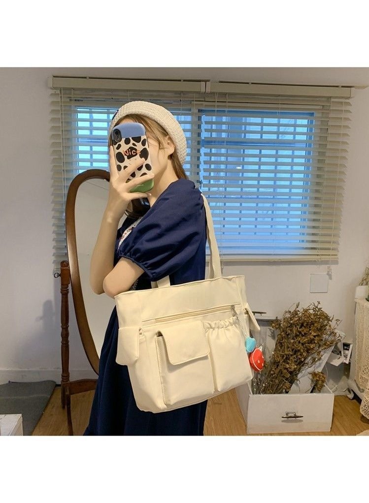 HIHILOOK Women's Shoulder Tote Bag Canvas Handbag For Women Large Capacity Bucket Bag Fashionable Travel Messenger Shoulder Bag for Ladies Girls College Students  - Image 2