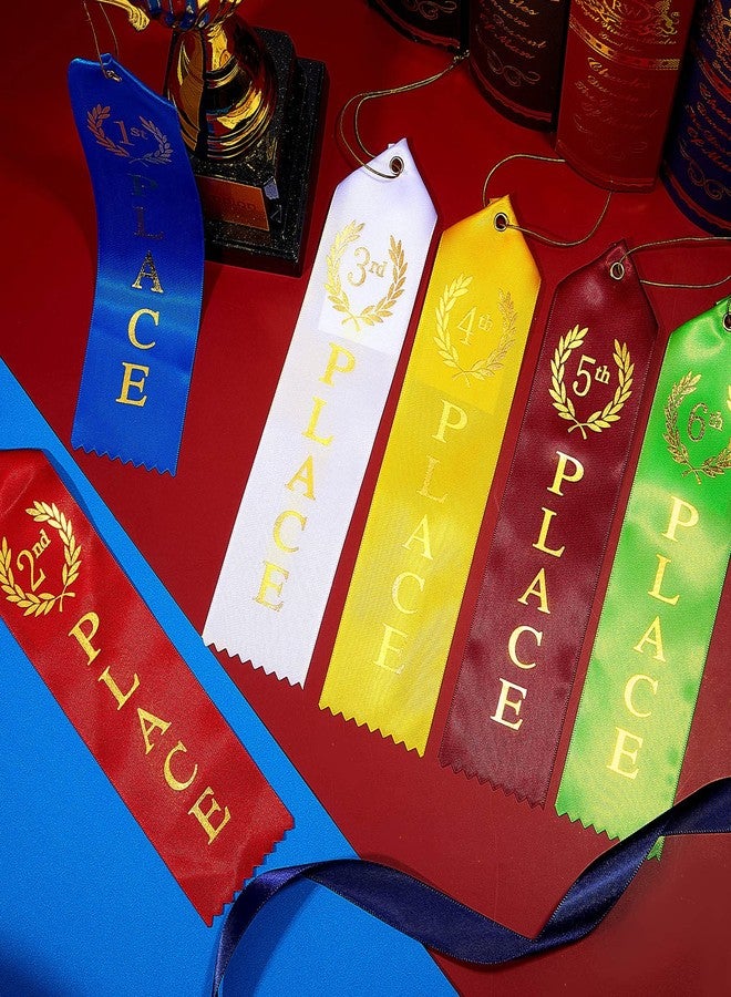 Kenning 90 Pcs Swimming Gymnastics Track Award Ribbon Award Ribbons 1st to 6th Place Flat Carded Set First Place Prizes with Card and Rope Award Ribbon Organizer Contest Award Ribbons, 6 Color - Image 4