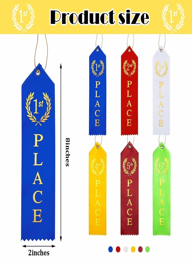Kenning 90 Pcs Swimming Gymnastics Track Award Ribbon Award Ribbons 1st to 6th Place Flat Carded Set First Place Prizes with Card and Rope Award Ribbon Organizer Contest Award Ribbons, 6 Color - Image 2