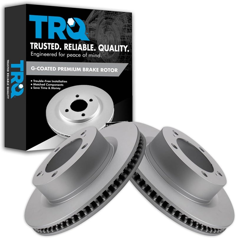 TRQ Front Brake Rotor Set G Coated Vented Compatible with 2008-2015 Lexus LX570 2008-2015 Toyota Land Cruiser - Image 1