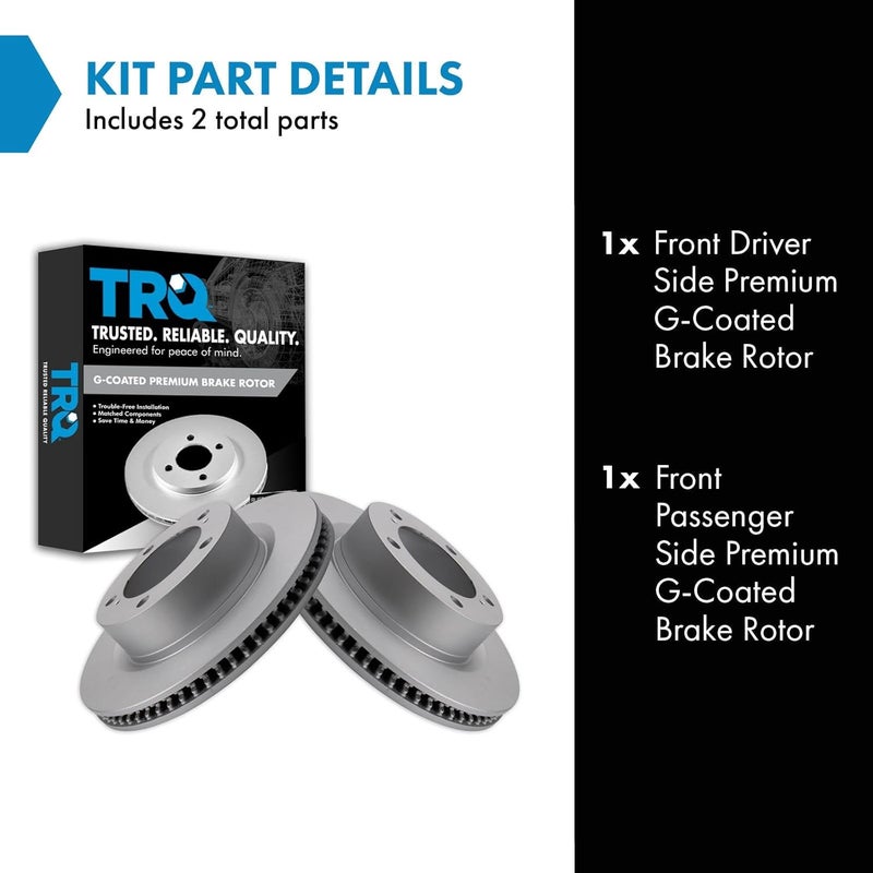 TRQ Front Brake Rotor Set G Coated Vented Compatible with 2008-2015 Lexus LX570 2008-2015 Toyota Land Cruiser - Image 2