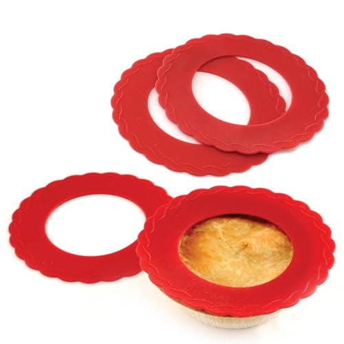 Norpro Silicone Mini Pie Pan Shields, Set of 4, 6 inch, Red - Image 1