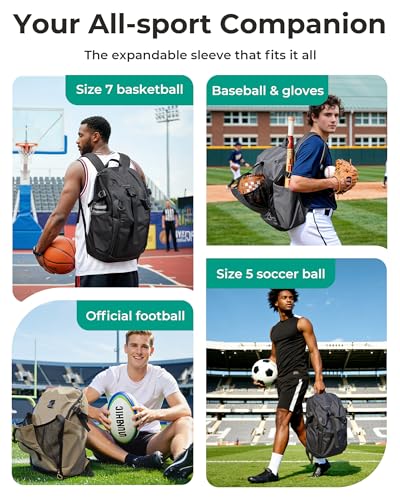 BAGSMART Basketball Gym Backpack for Men with Shoes Compartment Basketball Bag with Ball Holder Functional Gym Bag for Volleyball Soccer Baseball - Image 3