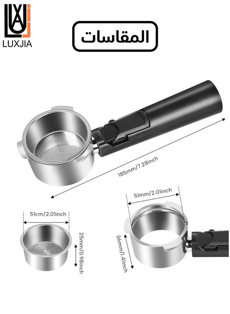LUXJIA Coffee Bottomless Stainless Steel Portafilter With Filter Basket Black 51mm - Image 5