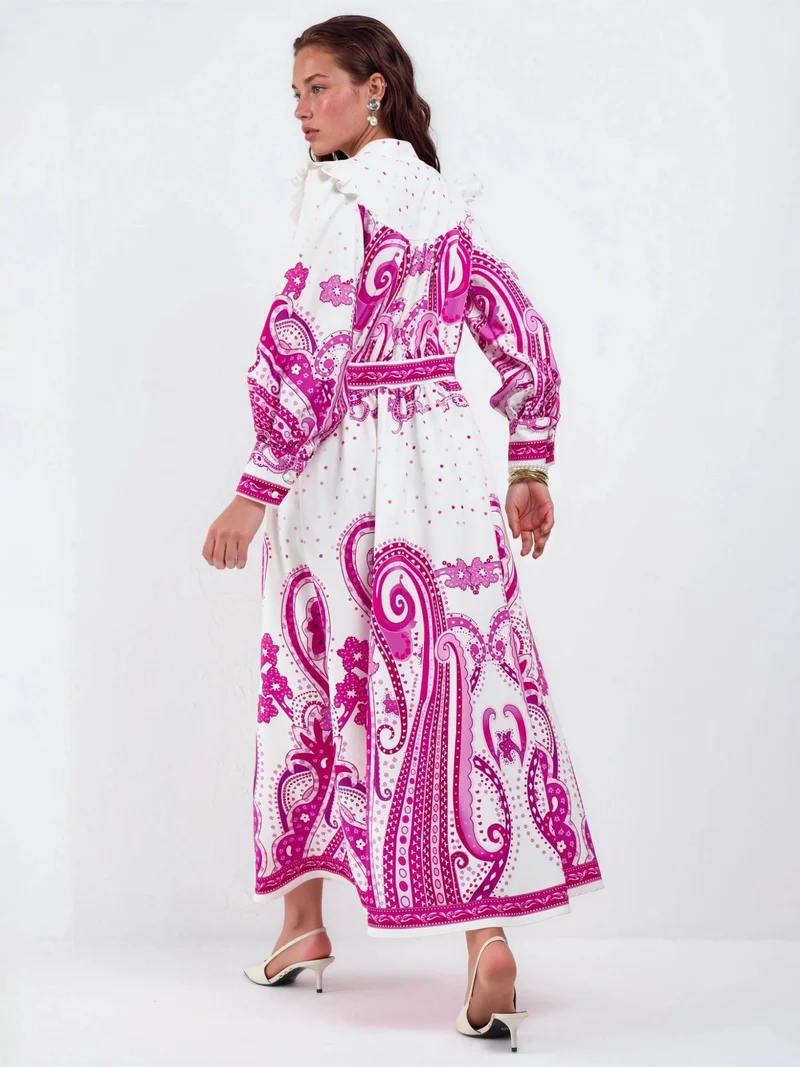 Jennyfer V-Neck Paisley Maxi Dress with Slit