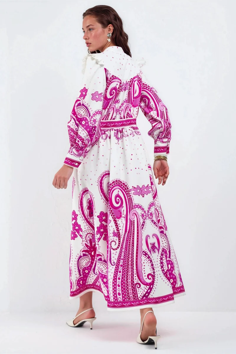 Jennyfer V-Neck Paisley Maxi Dress with Slit