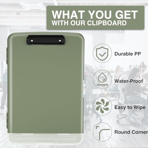Sooez Clipboard with Storage, High Capacity Nursing Clipboard with Pen Holder, Clip Boards 8.5x11 with Storage, Low-Profile Clip, Lightweight Plastic Clipboard for Teachers, Lawers, Office Workers - Image 4