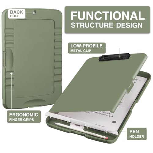 Sooez Clipboard with Storage, High Capacity Nursing Clipboard with Pen Holder, Clip Boards 8.5x11 with Storage, Low-Profile Clip, Lightweight Plastic Clipboard for Teachers, Lawers, Office Workers - Image 2