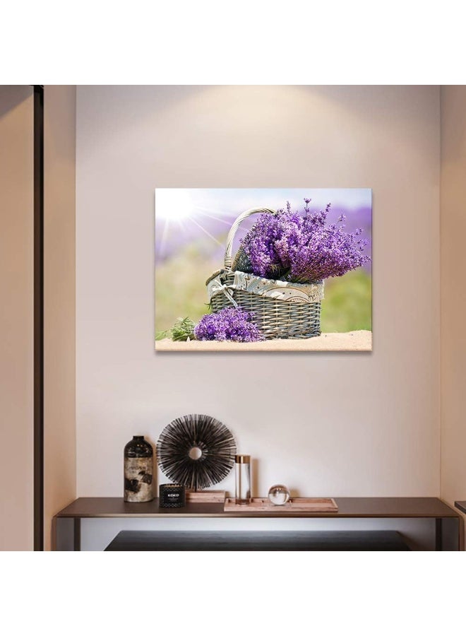 DZRWUBHS Bedroom Wall Decor Canvas Wall Art for Kitchen Modern Wall Decorations for Bathroom Family Dining Room Abstract Paintings Canvas Art Purple Lavender Flowers Wall Pictures Artwork Home Decoration - Image 3
