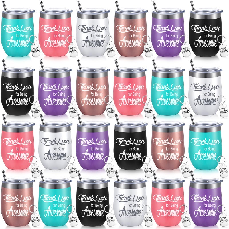 Suclain Suclain CNA Appreciation Gifts Employee Thank You for Being Awesome Wine Tumbler for Staff Coworker Graduation Gifts Inspirational Appreciation Keychain TumblerFresh Colors24 Sets 