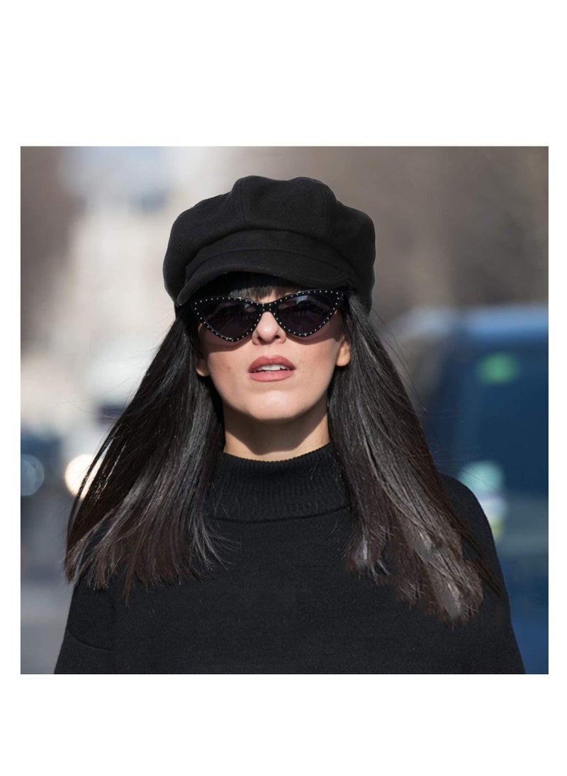 SYOSI - Women's Berets, Baker Boy Cap Hat for Women Girl Berets, Ladies Wool Casual Berets, French Beanies Cap Hats Warm Wool Newsboy Cap Ladies Classic Peaked Cap Flat Caps - Image 1