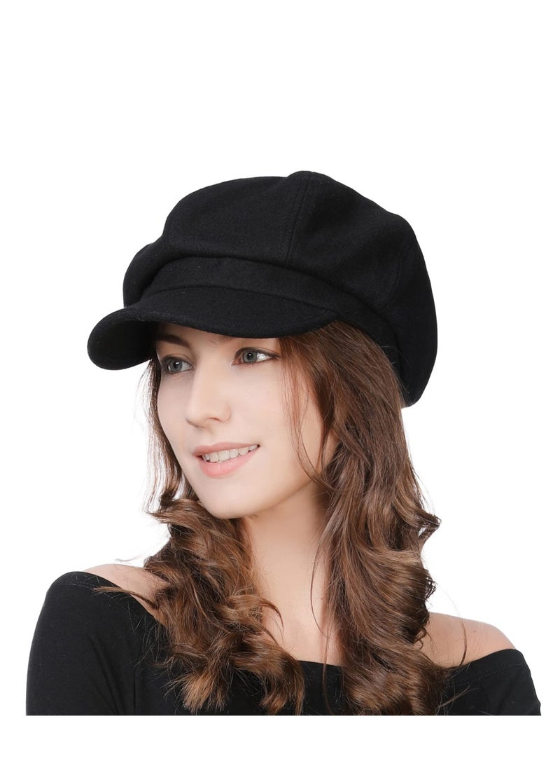 SYOSI - Women's Berets, Baker Boy Cap Hat for Women Girl Berets, Ladies Wool Casual Berets, French Beanies Cap Hats Warm Wool Newsboy Cap Ladies Classic Peaked Cap Flat Caps - Image 1