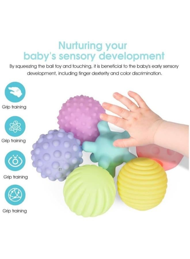 Pack of 6 Soft Silicone Sensory Baby Balls – Multicolor Teething & Squeeze Toys for Infants - Image 3