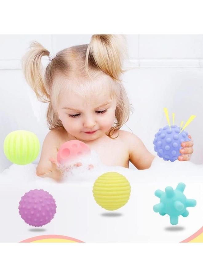 Pack of 6 Soft Silicone Sensory Baby Balls – Multicolor Teething & Squeeze Toys for Infants - Image 4