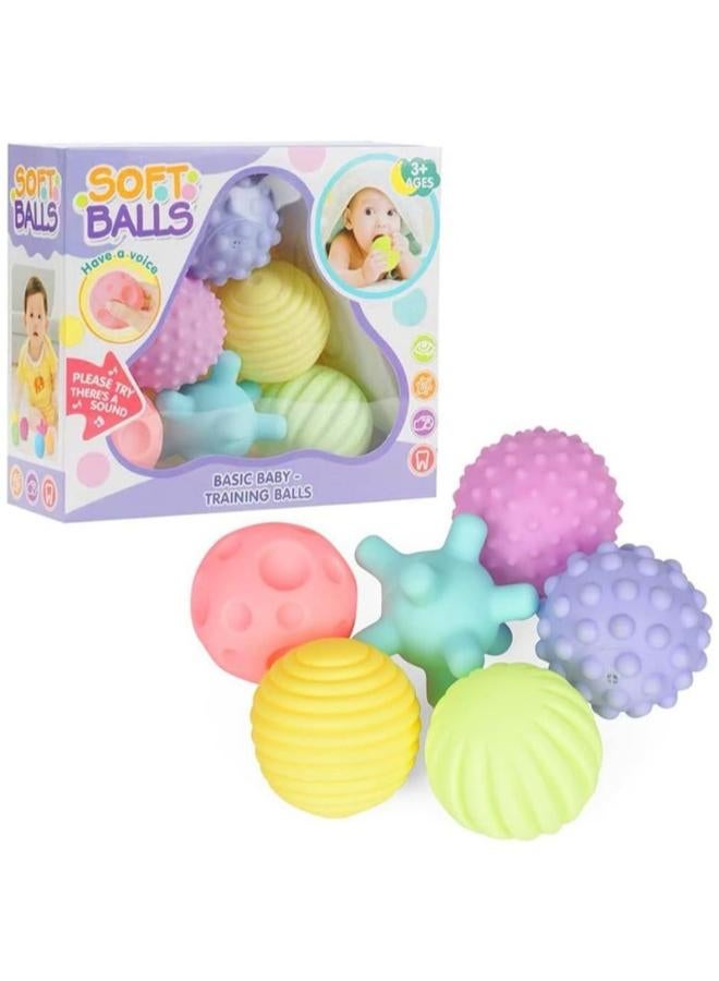 Pack of 6 Soft Silicone Sensory Baby Balls – Multicolor Teething & Squeeze Toys for Infants - Image 1