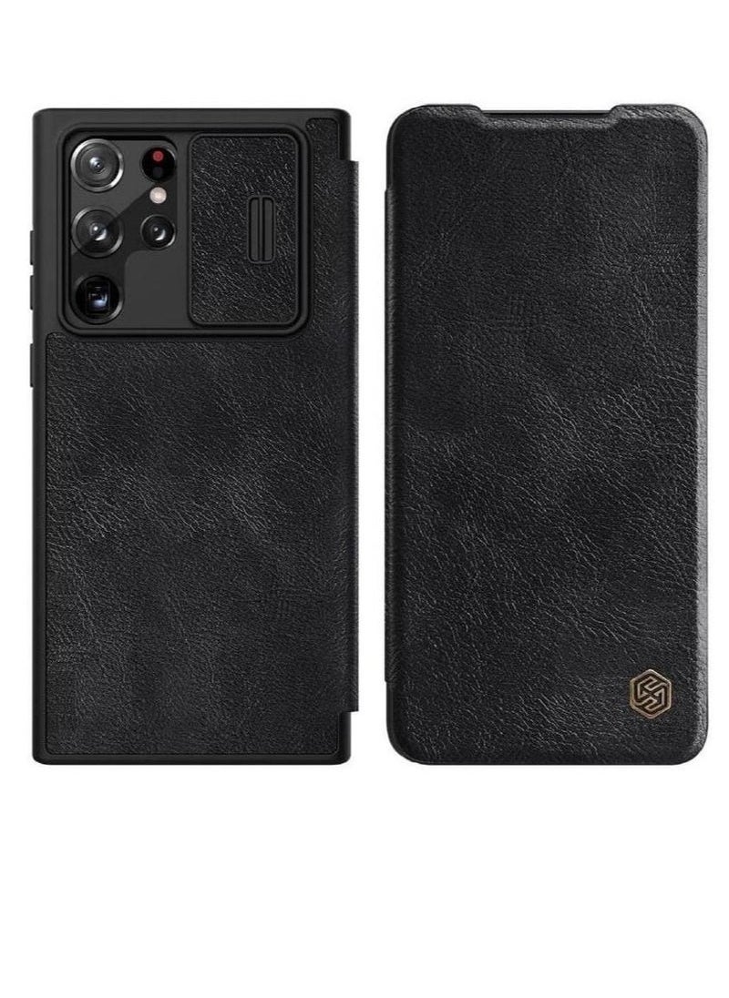 Nillkin Camera Protection Leather Flip Luxury wallet Business Style with Card Slot Case Cover For Samsung Galaxy S23 Ultra Black  - Image 1