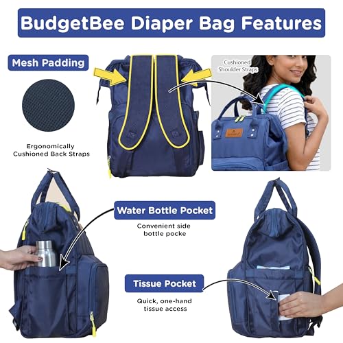 Motherly BudgetBee Diaper Bag for Mothers for Travel, Maternity Bag for Newborn Baby, Mother Travelling Bag, Multiple Pocket Water Resistant Hospital Bag for mom(Navy Blue) - Image 5