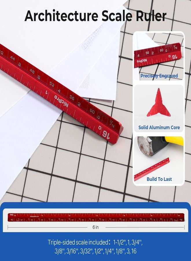 نيكبرو مجموعة أدوات الرسم الهندسي الاحترافية من نيكبرو، 30 قطعة، مع حقيبة، تتضمن منقلة وبوصلة معمارية، 4 أقلام رصاص معدنية، قلم حبر، مسطرة قياس، و5 قوالب رسم لتصميم مخططات المنازل الداخلية. - Image 5