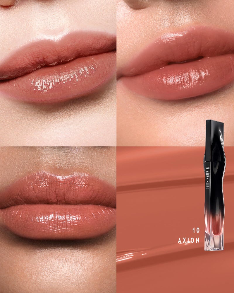 TIMEPHORIA تلوين الشفاه TIMEPHORIA ستيلار داست 10، لامع غير قابل للنقل وغير قابل للتلطيخ، لمسة لامعة بلون بني محايد، لون زاهي عالي الصبغة، مكياج شفاه مرطب وخفيف الوزن وطويل الأمد للنساء - Image 2