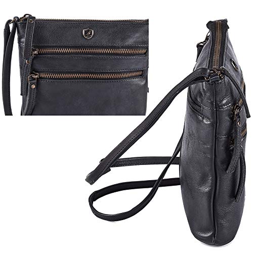 Cochoa Crossbody Sling Bag for Women Small Real Leather Purse Vintage Travel Crossover Shoulder Bag Handmade (Black Washed Vintage) - Image 5