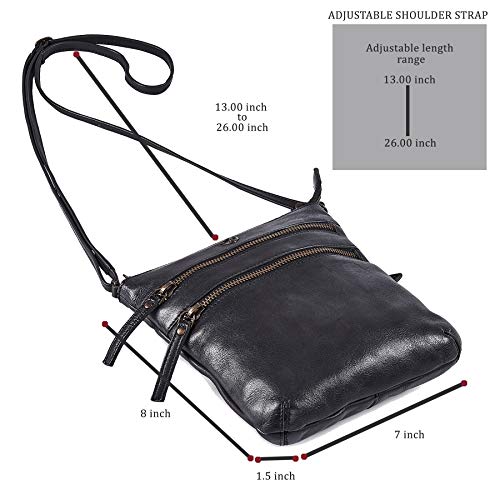 Cochoa Crossbody Sling Bag for Women Small Real Leather Purse Vintage Travel Crossover Shoulder Bag Handmade (Black Washed Vintage) - Image 4