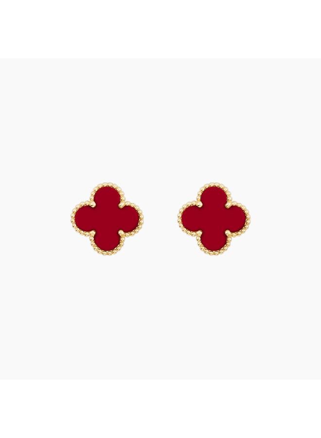 Net Celebrity New High Version Four-leaf Clover Side Slot Earrings Female Fritillaria Joker Earrings Piercing Jewelry Outlet 