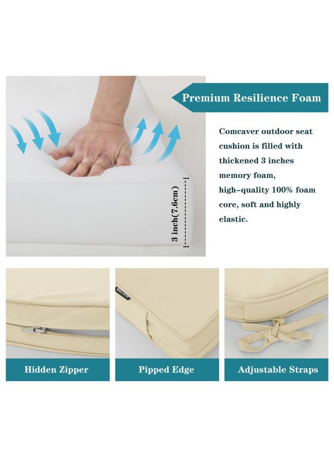 Comcaver Chaise Lounge Cushion for Outdoor Furniture, Waterproof Fade and Tear Resistant Lounge Deck Chair Cushions for Patio Lawn Pool Resort Hotel, 80x26x3 Inch, Beige - Image 4