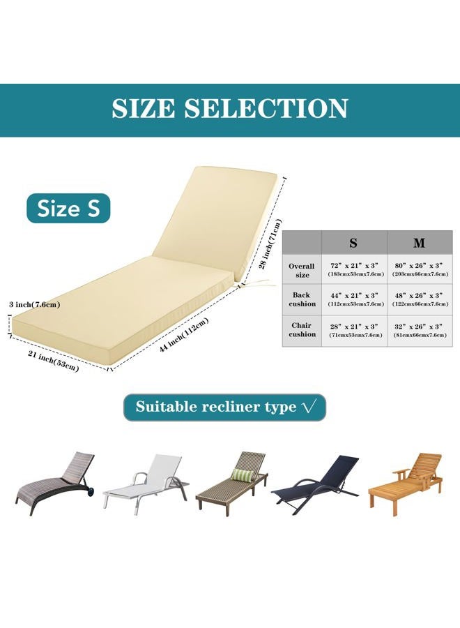 Comcaver Chaise Lounge Cushion for Outdoor Furniture, Waterproof Fade and Tear Resistant Lounge Deck Chair Cushions for Patio Lawn Pool Resort Hotel, 80x26x3 Inch, Beige - Image 5