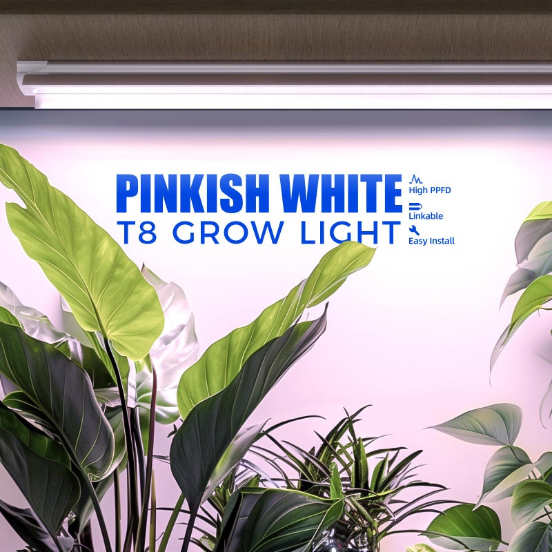 Barrina 4FT T8 Plant Grow Light, 252W(6 x 42W, 1400W Equivalent), Full Spectrum, LED Growing Lamp Fixture for Indoor Plant Growing, with ON/Off Switch & V-Shaped Reflector, Pinkish White, 6-Pack - Image 5