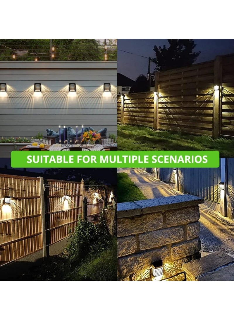 BLUE CORAL 4 Pack Retro LED Lantern Solar Lights Outdoor Solar Fence Lights Waterproof Deck Lights Wall Lamp Garden Courtyard Decor Solar Lights, Warm White  - Image 5