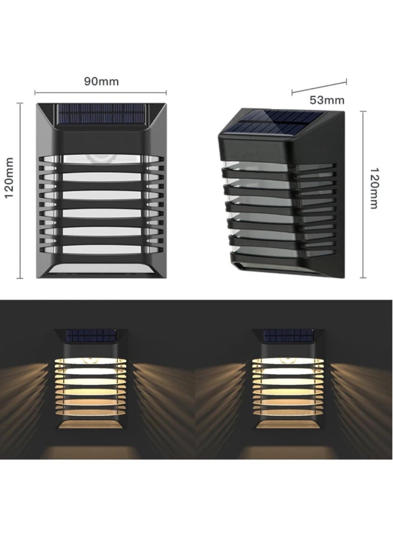 BLUE CORAL 4 Pack Retro LED Lantern Solar Lights Outdoor Solar Fence Lights Waterproof Deck Lights Wall Lamp Garden Courtyard Decor Solar Lights, Warm White  - Image 3
