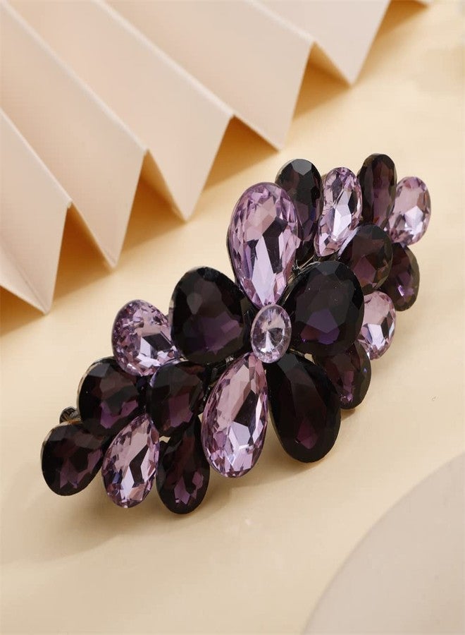 Aimimier Flower Crystal Hair Clip Fashion Rhinestone Barrettes Alligator Snap Hair Clips Ponytail Holder Bridal Hair Accessories for Women Girls (Blue) - Image 4