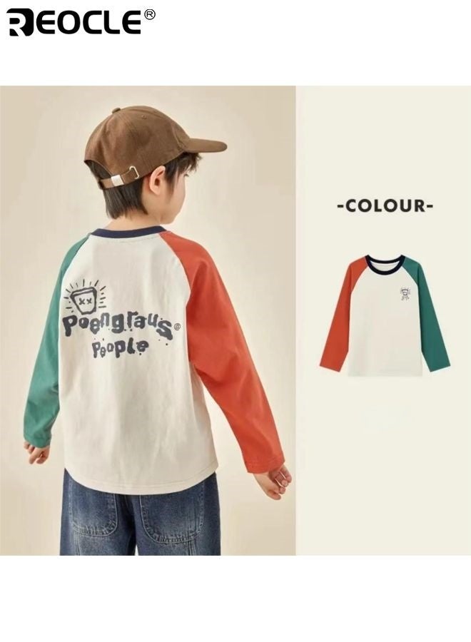 ريوكل قميص صبيان من القطن بأكمام طويلة مع أكمام رافلين وتصميم مصنوع من 100٪ قطن، قميص غير رسمي للأطفال مع قماش قابل للتنفس للربيع والخريف. - Image 2