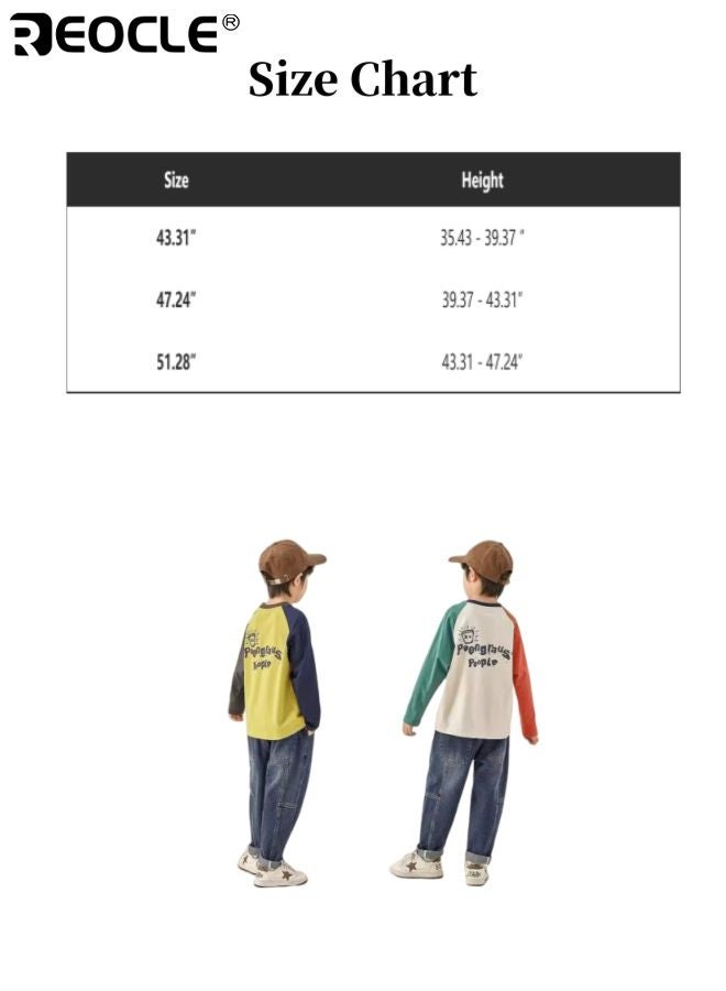 ريوكل قميص صبيان من القطن بأكمام طويلة مع أكمام رافلين وتصميم مصنوع من 100٪ قطن، قميص غير رسمي للأطفال مع قماش قابل للتنفس للربيع والخريف. - Image 5