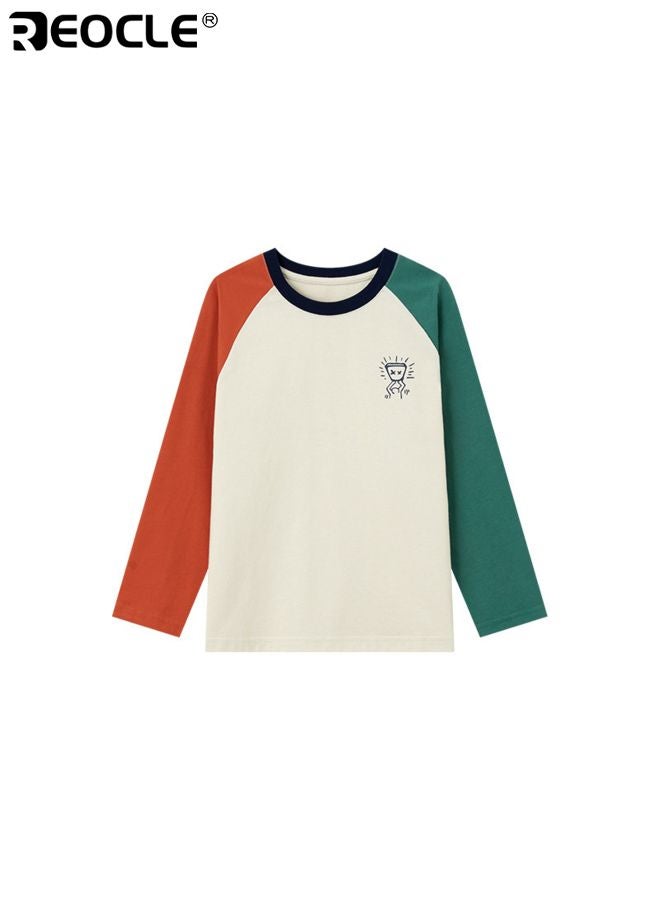 ريوكل قميص صبيان من القطن بأكمام طويلة مع أكمام رافلين وتصميم مصنوع من 100٪ قطن، قميص غير رسمي للأطفال مع قماش قابل للتنفس للربيع والخريف. - Image 1