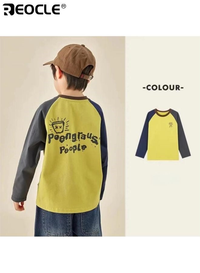 ريوكل قميص صبيان من القطن بأكمام طويلة مع أكمام رافلين وتصميم مصنوع من 100٪ قطن، قميص غير رسمي للأطفال مع قماش قابل للتنفس للربيع والخريف. - Image 3